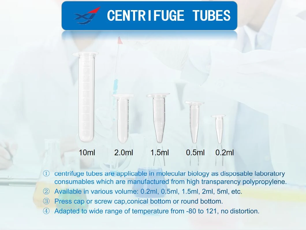 China 0.5 1.5 2 15 50ml Consumables Disposable Centrifugal Tubes Plastic Conical Micro Centrifuge Tube